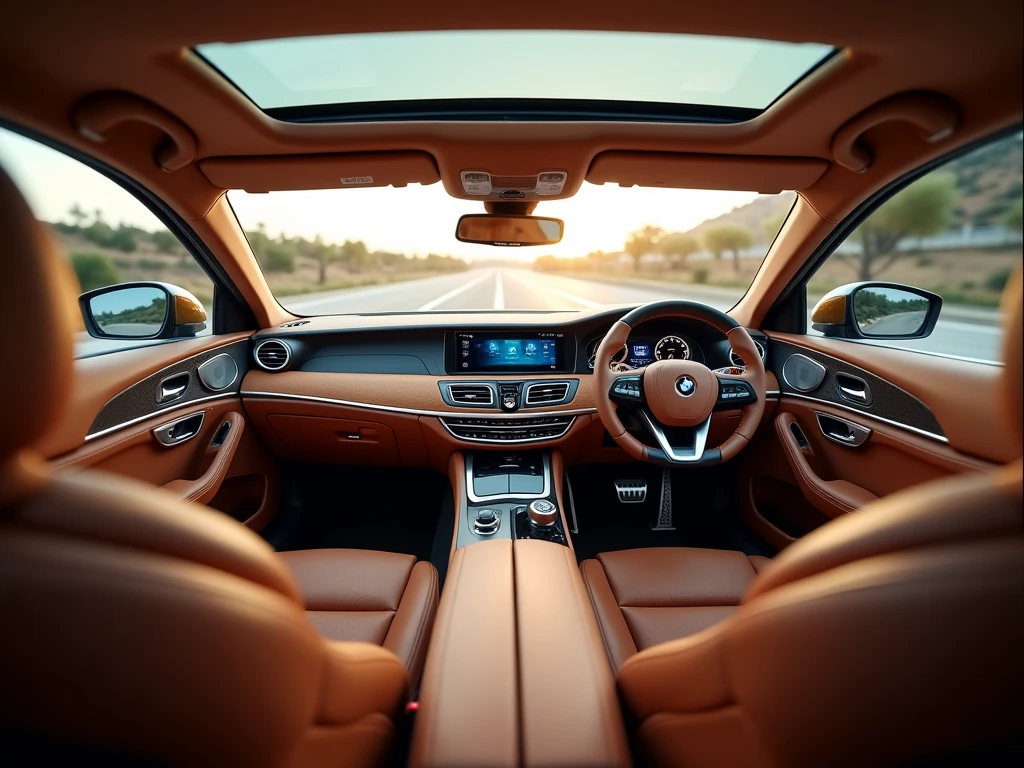 Luxury car interior with premium accessories