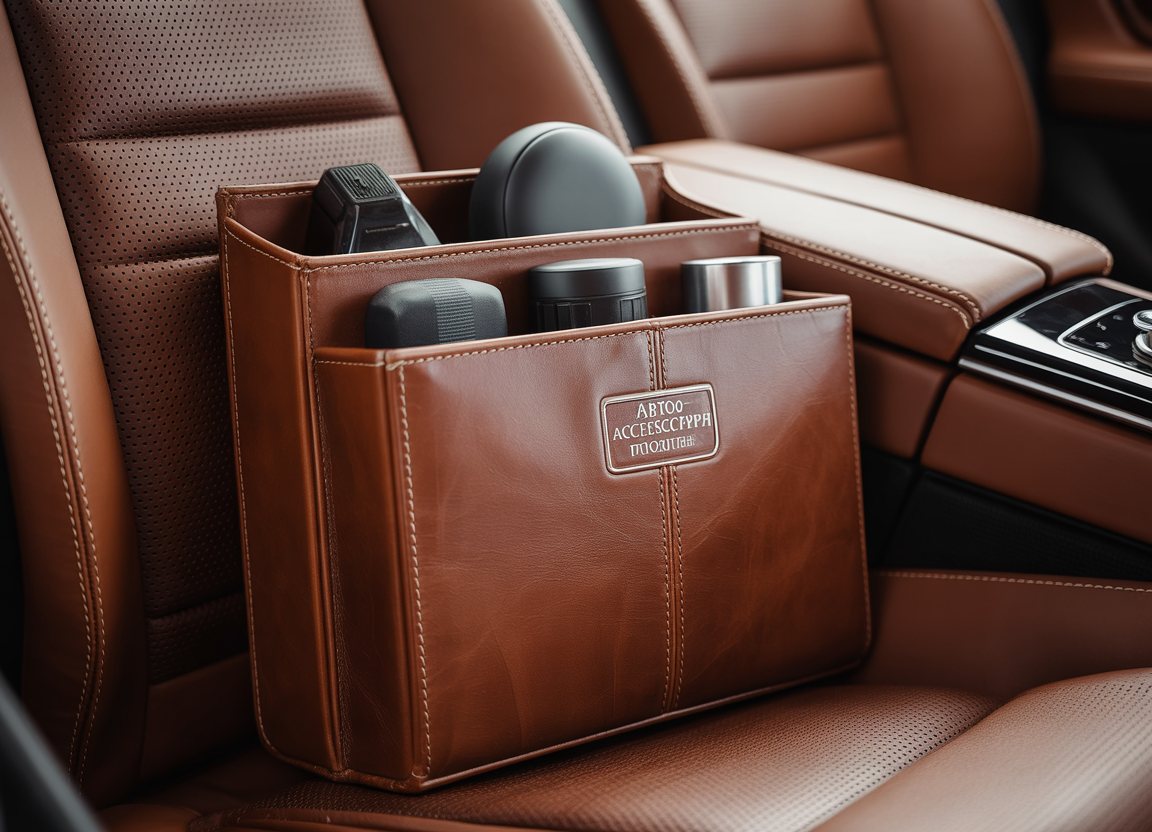 Premium leather car organizer